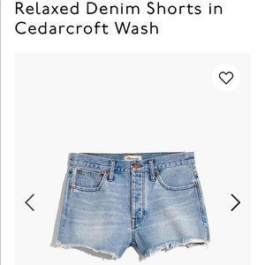 Madewell NWOT Relaxed Denim Shorts Size 24